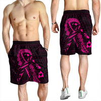 Hawaiian Map Heart Ribbon Cancer Hibiscus Pink Polynesian Men's Shorts - AH - Polynesian Pride