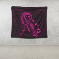Hawaiian Map Heart Ribbon Cancer Hibiscus Pink Polynesian Tapestry - AH - Polynesian Pride