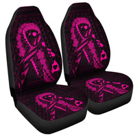 Hawaiian Map Heart Ribbon Cancer Hibiscus Pink Polynesian Car Seat Covers - AH Universal Fit Black - Polynesian Pride