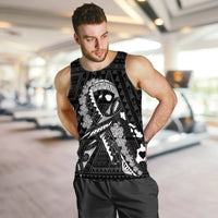 Hawaiian Map Heart Ribbon Cancer Hibiscus White Polynesian Tank Top - AH - Polynesian Pride