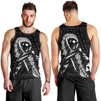 Hawaiian Map Heart Ribbon Cancer Hibiscus White Polynesian Tank Top - AH - Polynesian Pride