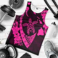 Hawaiian Map Hibiscus Turtle Fish Hook Polynesian Tank Top Pink - AH - Polynesian Pride