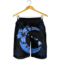 Hawaiian Map Hibiscus Turtle Polynesian Moon Men's Shorts Blue - AH - Polynesian Pride