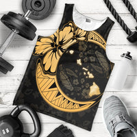 Hawaiian Map Hibiscus Turtle Polynesian Moon Tank Top Gold - AH - Polynesian Pride