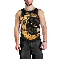 Hawaiian Map Hibiscus Turtle Polynesian Moon Tank Top Gold - AH Black - Polynesian Pride