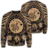 Hawaiian Map Honu Hibiscus Tropic Gold Polynesian Sweatshirt - AH Unisex Black - Polynesian Pride