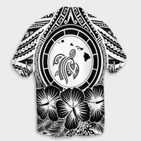 Hawaiian Map Honu Hibiscus Tropic White Polynesian Hawaiian Shirt - AH - Polynesian Pride
