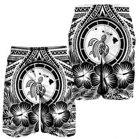 Hawaiian Map Honu Hibiscus Tropic White Polynesian Men's Shorts - AH - Polynesian Pride