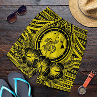 Hawaiian Map Honu Hibiscus Tropic Yellow Polynesian Men's Shorts - AH Art - Polynesian Pride
