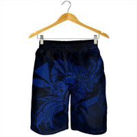 Hawaiian Map Hula Girl Hibiscus Kanaka Polynesian Men's Shorts - Blue - AH - Polynesian Pride