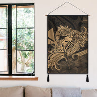 Hawaiian Map Hula Girl Hibiscus Kanaka Polynesian Hanging Poster - Gold - AH - Polynesian Pride