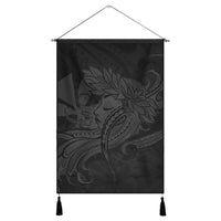 Hawaiian Map Hula Girl Hibiscus Kanaka Polynesian Hanging Poster - Gray - AH Hanging Poster Cotton And Linen - Polynesian Pride