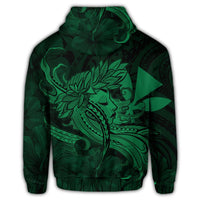 Hawaiian Map Hula Girl Hibiscus Kanaka Polynesian Hoodie Green - Polynesian Pride