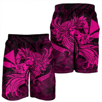 Hawaiian Map Hula Girl Hibiscus Kanaka Polynesian Men's Shorts - Pink - AH - Polynesian Pride