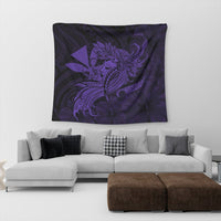 Hawaiian Map Hula Girl Hibiscus Kanaka Polynesian Tapestry - Purple - AH - Polynesian Pride