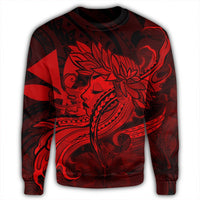 Hawaiian Map Hula Girl Hibiscus Kanaka Polynesian Sweatshirt - Red - AH - Polynesian Pride