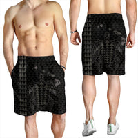 Hawaiian Map Kakau Turtle Polynesian Men's Shorts - Gray - AH - Polynesian Pride