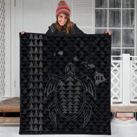 Hawaiian Map Kakau Turtle Polynesian Premium Quilts - Gray - AH - Polynesian Pride