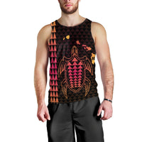 Hawaiian Map Kakau Turtle Polynesian Tank Top - Orange - AH Black - Polynesian Pride
