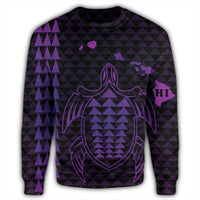 Hawaiian Map Kakau Turtle Polynesian Sweatshirt - Purple - AH - Polynesian Pride