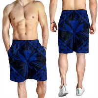 Hawaiian Map Kanaka Hibiscus Blue Polynesian Men's Shorts - AH - Polynesian Pride