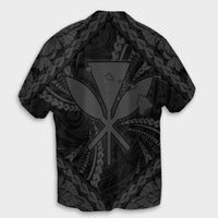 Hawaiian Map Kanaka Hibiscus Gray Polynesian Hawaiian Shirt - AH - Polynesian Pride