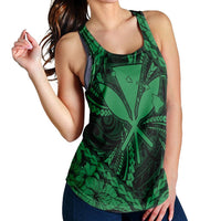 Hawaiian Map Kanaka Hibiscus Green Polynesian Racerback Tank - AH - Polynesian Pride