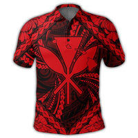 Hawaiian Map Kanaka Hibiscus Red Polynesian Polo Shirt - Polynesian Pride