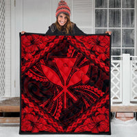 Hawaiian Map Kanaka Hibiscus Red Polynesian Premium Quilts - AH - Polynesian Pride