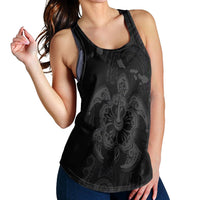Hawaiian Map Kanaka Hibiscus Turtle Gray Polynesian Racerback Tank - AH - Polynesian Pride