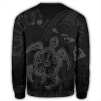 Hawaiian Map Kanaka Hibiscus Turtle Gray Polynesian Sweatshirt - AH - Polynesian Pride