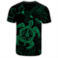 Hawaiian Map Kanaka Hibiscus Turtle Green Polynesian T Shirt - Polynesian Pride
