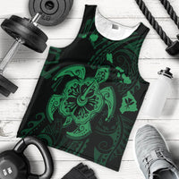 Hawaiian Map Kanaka Hibiscus Turtle Green Polynesian Tank Top - AH - Polynesian Pride