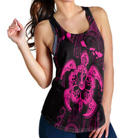 Hawaiian Map Kanaka Hibiscus Turtle Pink Polynesian Racerback Tank - AH - Polynesian Pride