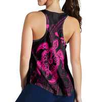 Hawaiian Map Kanaka Hibiscus Turtle Pink Polynesian Racerback Tank - AH - Polynesian Pride