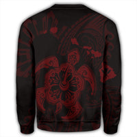 Hawaiian Map Kanaka Hibiscus Turtle Red Polynesian Sweatshirt - AH - Polynesian Pride