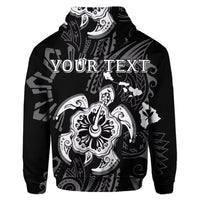 Custom Hawaiian Map Kanaka Hibiscus Turtle White Polynesian Hoodie - Polynesian Pride