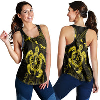Hawaiian Map Kanaka Hibiscus Turtle Yellow Polynesian Racerback Tank - AH Black - Polynesian Pride