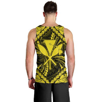 Hawaiian Map Kanaka Hibiscus Yellow Polynesian Tank Top - AH - Polynesian Pride