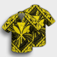 Hawaiian Map Kanaka Hibiscus Yellow Polynesian Hawaiian Shirt - AH - Polynesian Pride