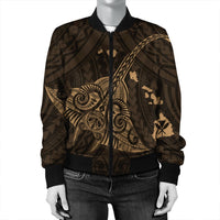 Hawaiian Map Kanaka Manta Ray Polynesian Bomber Jacket Gold - AH - Polynesian Pride