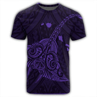 Hawaiian Map Kanaka Manta Ray Polynesian T Shirt Purple - Polynesian Pride