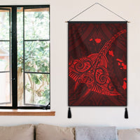 Hawaiian Map Kanaka Manta Ray Polynesian Hanging Poster Red - AH - Polynesian Pride