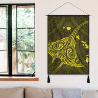 Hawaiian Map Kanaka Manta Ray Polynesian Hanging Poster Yellow - AH - Polynesian Pride