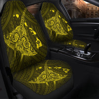 Hawaiian Map Kanaka Manta Ray Polynesian Car Seat Covers Yellow - AH - Polynesian Pride