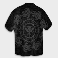Hawaiian Map Kanaka Turtles Circle Style Gray Polynesian Hawaiian Shirt - AH - Polynesian Pride