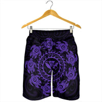 Hawaiian Map Kanaka Turtles Circle Style Purple Polynesian Men's Shorts - AH - Polynesian Pride