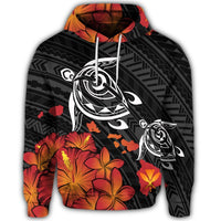 Hawaiian Map Kanaka Turtles Hibiscus Plumeria Hoodie - Polynesian Pride