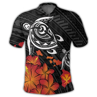 Hawaiian Map Kanaka Turtles Hibiscus Plumeria Polo Shirt - Polynesian Pride