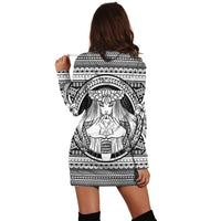 Hawaiian Map Madame Pele Kanaka Plumeria Polynesian Hoodie Dress White AH - Polynesian Pride